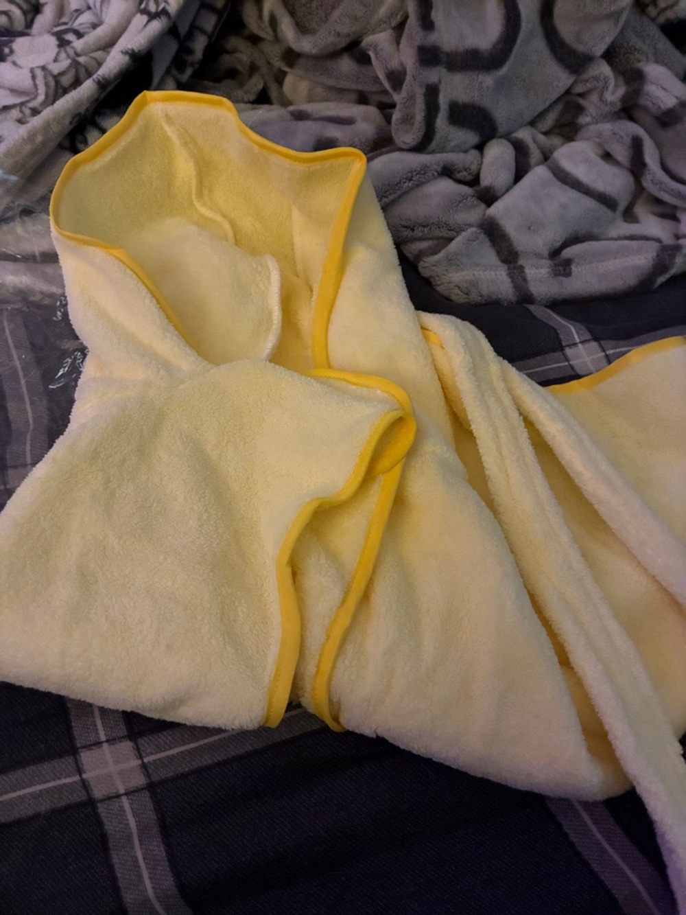Bark Soft Yellow Hooded Dog Robe with Yellow Trim